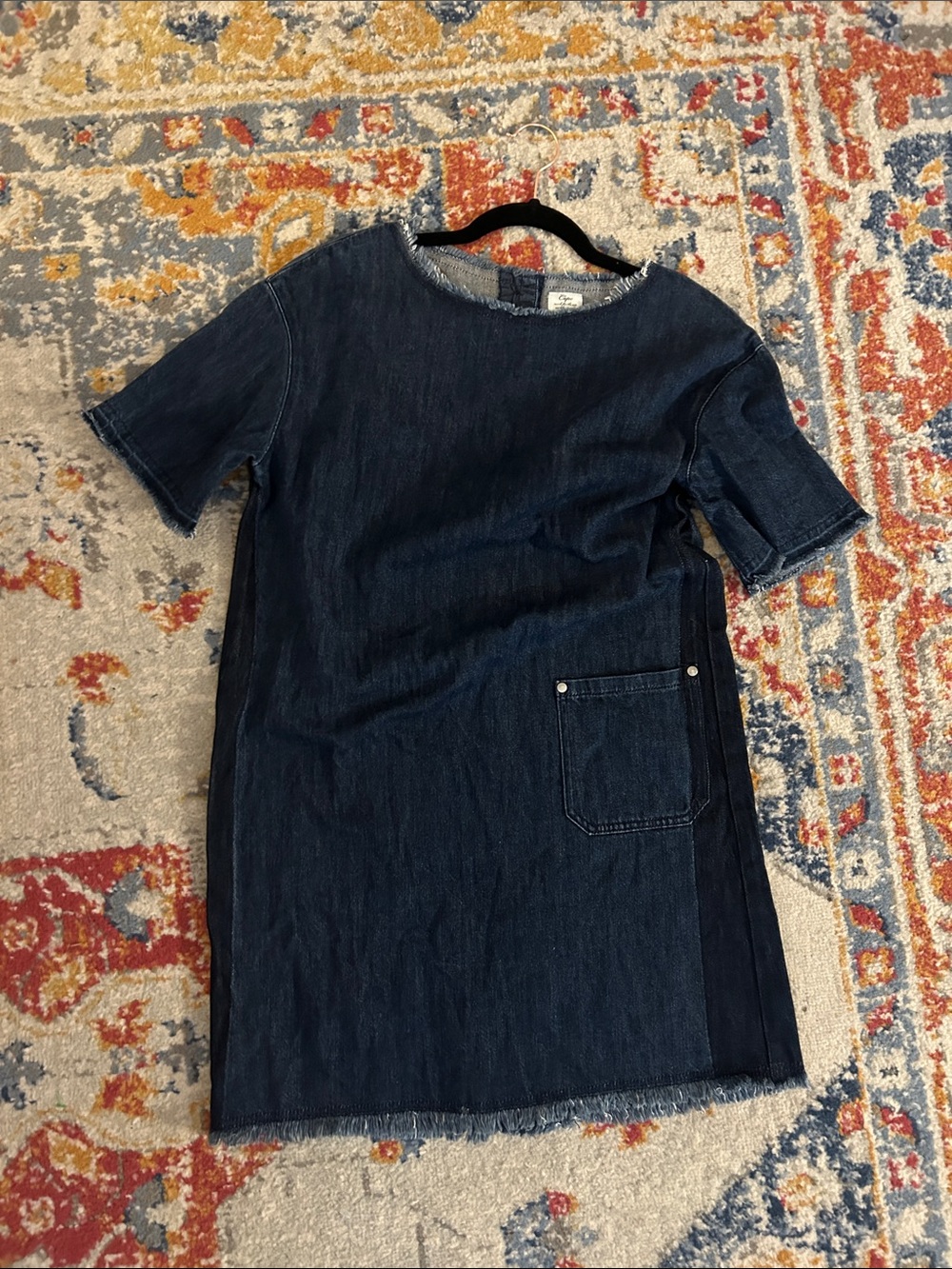 Cepo Denim Dark Blue Denim Mini Shift Dress with Pocket - Picture 2 of 5